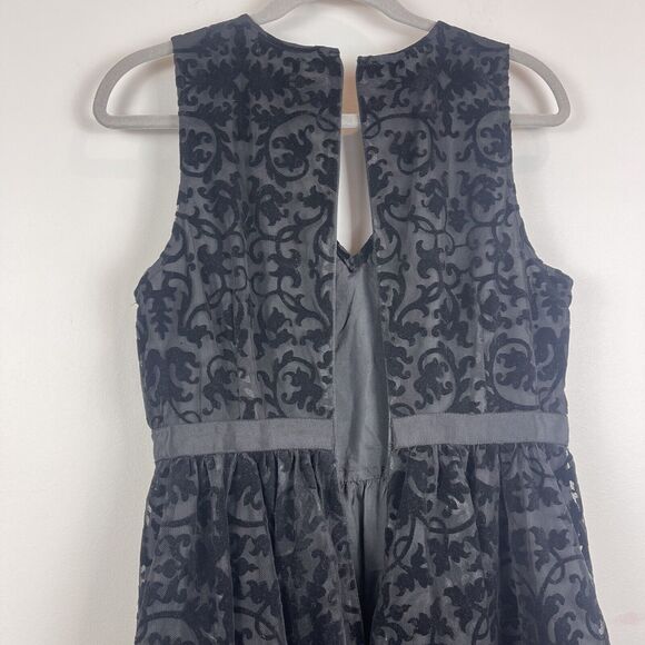 Plenty by Tracy Reese Dress Sz 6 Black Damask Burnt Velvet Whimsigoth Witchy - Picture 12 of 15